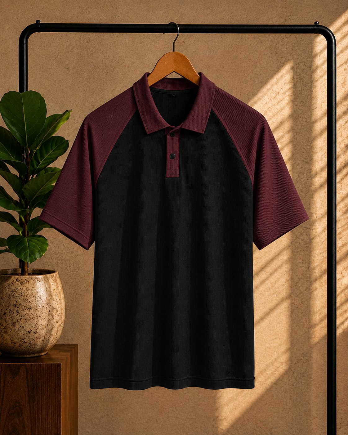 Premium Polo Black & Maroon