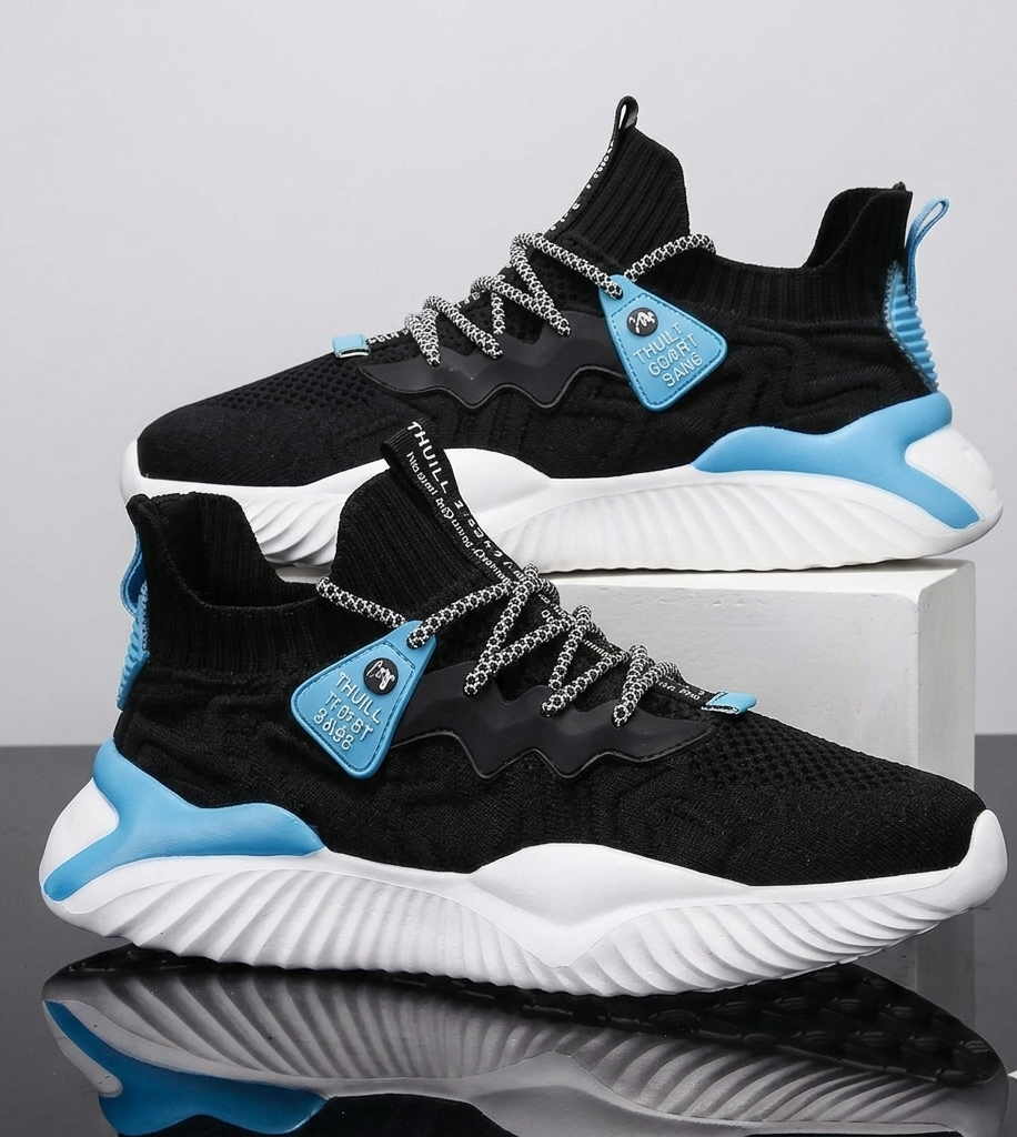 Black Mesh Running Sneakers